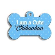 Pet Tag Art Chihuahua Mavi Kemik Şekilli Köpek Künyesi