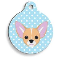Pet Tag Art Chihuahua Mavi Puantiyeli Yuvarlak Small 2.5 cm Kedi Ve Köpek Künyesi