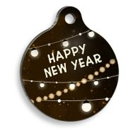 Pet Tag Art Christmas Serisi Brown Happy New Year Yuvarlak Köpek Künyesi