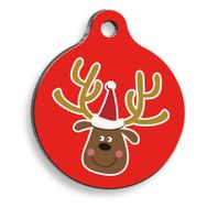 Pet Tag Art Christmas Serisi Comic Deer Yuvarlak Köpek Künyesi