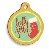 Pet Tag Art Christmas Serisi Holly Jolly Yuvarlak Kedi ve Köpek Künyesi