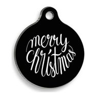Pet Tag Art Christmas Serisi Merry Christmas Black Yuvarlak Köpek Künyesi