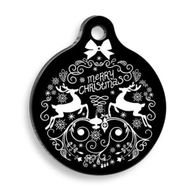 Pet Tag Art Christmas Serisi Merry Christmas Deer Yuvarlak Köpek Künyesi