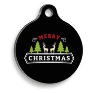 Pet Tag Art Christmas Serisi Merry Christmas Letter Deer Yuvarlak Köpek Künyesi