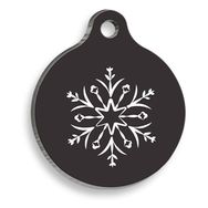 Pet Tag Art Christmas Serisi Merry Snow Flake Grey Yuvarlak Köpek Künyesi