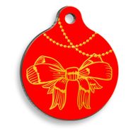 Pet Tag Art Christmas Serisi Red Gift Yuvarlak Köpek Künyesi