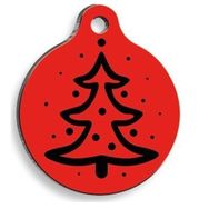 Pet Tag Art Christmas Serisi Red Tree Yuvarlak Kedi ve Köpek Künyesi