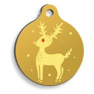 Pet Tag Art Christmas Serisi Yellow Deer Yuvarlak Kedi ve Köpek Künyesi