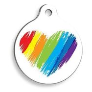 Pet Tag Art Gökkuşağı Kalp Yuvarlak Köpek Künyesi
