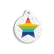 Pet Tag Art Gökkuşaklı Yıldız Yuvarlak Köpek Künyesi