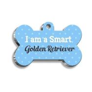 Pet Tag Art Golden Retriever Mavi Kemik Şekilli Köpek Künyesi