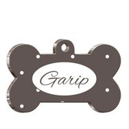 Pet Tag Art Gri Siyah Kemik Şekilli Köpek Künyesi