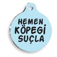 Pet Tag Art Hemen Köpeği Suçla Yuvarlak Köpek Künyesi