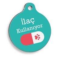 Pet Tag Art İlaç Kullanıyorum Kırmızı Hap Yuvarlak Köpek Künyesi