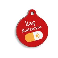 Pet Tag Art İlaç Kullanıyorum Sarı Hap Yuvarlak Köpek Künyesi