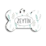 Pet Tag Art İnce Yaprak Desenli Kemik Şekilli Köpek Künyesi