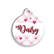 Pet Tag Art Kalpli Ekose Yuvarlak Şekilli Köpek Künyesi