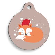 Pet Tag Art Kış Tilkisi Yuvarlak Köpek Künyesi