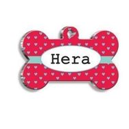 Pet Tag Art Küçük Kalpli Kırmızı Kemik Şekilli Köpek Künyesi