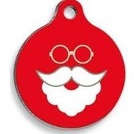 Pet Tag Art Large 3,8 cm Christmas Serisi Hipster Santa Comics Yuvarlak Kedi Ve Köpek Künyesi