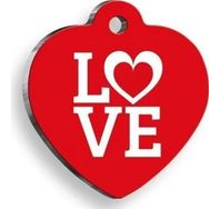Pet Tag Art Love Kırmızı Kalp Medium 3.2x3.5 cm Kedi Ve Köpek Künyesi