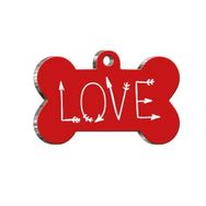 Pet Tag Art Love Letter Kırmızı Kemik Şekilli Köpek Künyesi