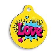 Pet Tag Art Love Yazılı Yuvarlak Small 2.5 cm Kedi Ve Köpek Künyesi
