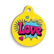 Pet Tag Art Love Yuvarlak Kedi ve Köpek Künyesi