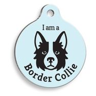 Pet Tag Art Mavi Border Collie Yuvarlak Köpek Künyesi