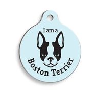 Pet Tag Art Mavi Boston Terrier Yuvarlak Köpek Künyesi