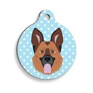 Pet Tag Art Mavi Puantiyeli Alman Kurdu Yuvarlak Köpek Künyesi