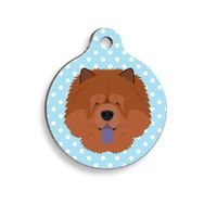 Pet Tag Art Mavi Puantiyeli Çov çov Yuvarlak Köpek Künyesi