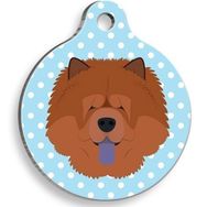 Pet Tag Art Mavi Puantiyeli Çov Çov Yuvarlak Large 3.8 cm Köpek Künyesi