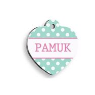 Pet Tag Art Mavi Puantiyeli Kalp Şekilli Köpek Künyesi