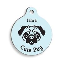 Pet Tag Art Mavi Pug Yuvarlak Large 3.8 cm Köpek Künyesi