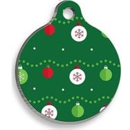 Pet Tag Art Medium 3 cm Christmas Serisi Ball Pattern Yuvarlak Kedi Ve Köpek Künyesi