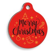 Pet Tag Art Merry Christmas Kış Yuvarlak Kedi ve Köpek Künyesi