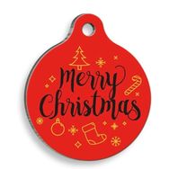 Pet Tag Art Merry Christmas Kış Yuvarlak Large 3.8 cm Kedi Ve Köpek Künyesi