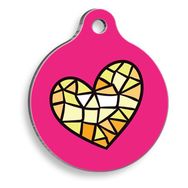 Pet Tag Art Mozaik Kalp Yuvarlak Kedi ve Köpek Künyesi
