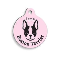 Pet Tag Art Pembe Boston Terrier Yuvarlak Köpek Künyesi