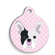 Pet Tag Art Pembe Boston Terrier Yuvarlak Small 2.5 cm Köpek Künyesi
