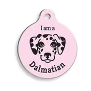 Pet Tag Art Pembe Dalmaçyalı Yuvarlak Köpek Künyesi