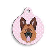 Pet Tag Art Pembe Puantiyeli Alman Kurdu Yuvarlak Köpek Künyesi