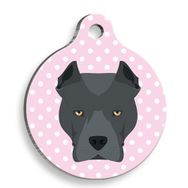 Pet Tag Art Pembe Puantiyeli Cane Corso Yuvarlak Small 2.5 cm Köpek Künyesi