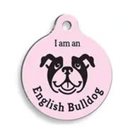 Pet Tag Art Pembe Puantiyeli Pug Yuvarlak Köpek Künyesi