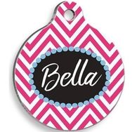 Pet Tag Art Pembe Zikzak Yuvarlak Şekilli 2,5 cm Kedi Künyesi