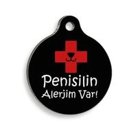 Pet Tag Art Penisilin Alerjim Var Yuvarlak Köpek Künyesi