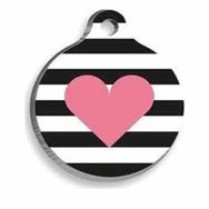 Pet Tag Art Pink Heart Yuvarlak 2,5 cm Kedi Künyesi