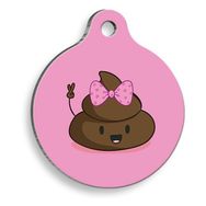 Pet Tag Art Pink Poo Yuvarlak Köpek Künyesi