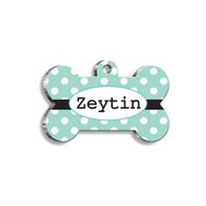 Pet Tag Art Puantiyeli Şeritli Kemik Şekilli Köpek Künyesi